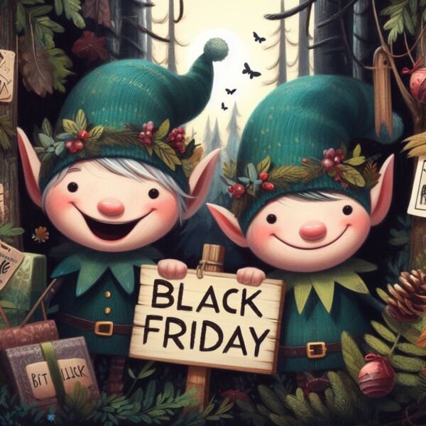 2 lutins souriant pour le black friday 2 lutins souriant pour le black friday
