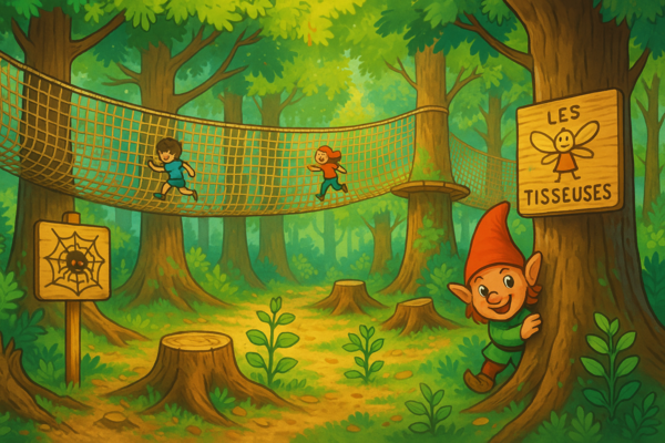 Aire de jeux enchantée dans la forêt