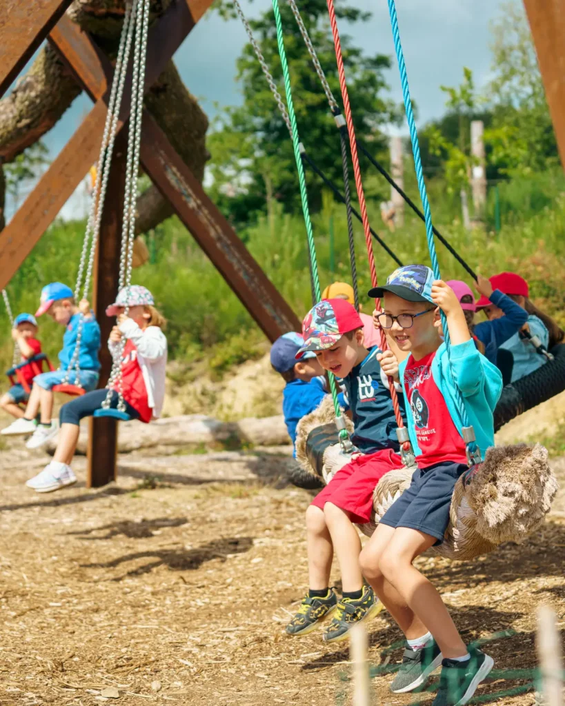 Kinderen op de schommels van het park