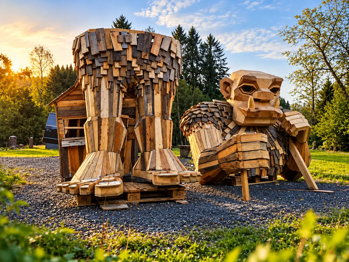 De benen en het lichaam van Valdemar, in losse onderdelen geleverd in Elfy Park in april 2021